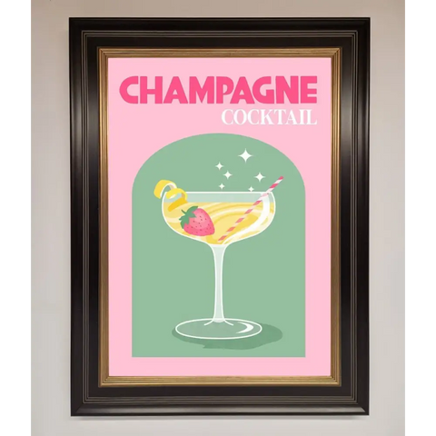 Champagne Cocktail Framed Poster - B0 (100 x 141 cm) / Black Gold - Framed Print