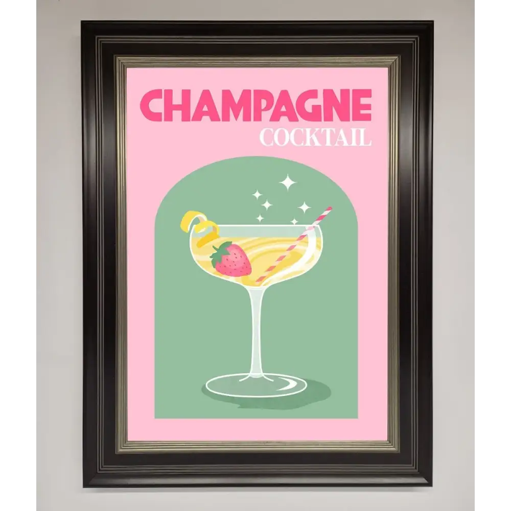 Champagne Cocktail Framed Poster - B0 (100 x 141 cm) / Black Silver - Framed Print