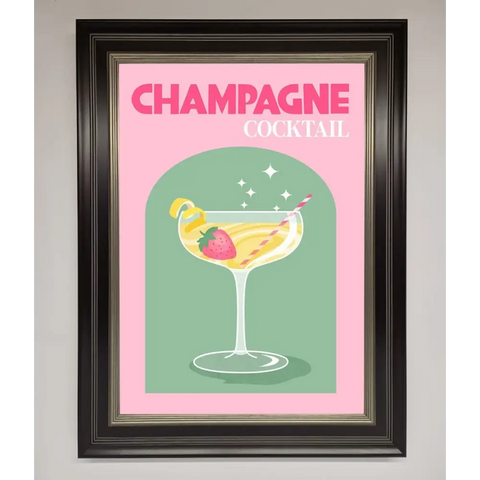Champagne Cocktail Framed Poster - B0 (100 x 141 cm) / Black Silver - Framed Print