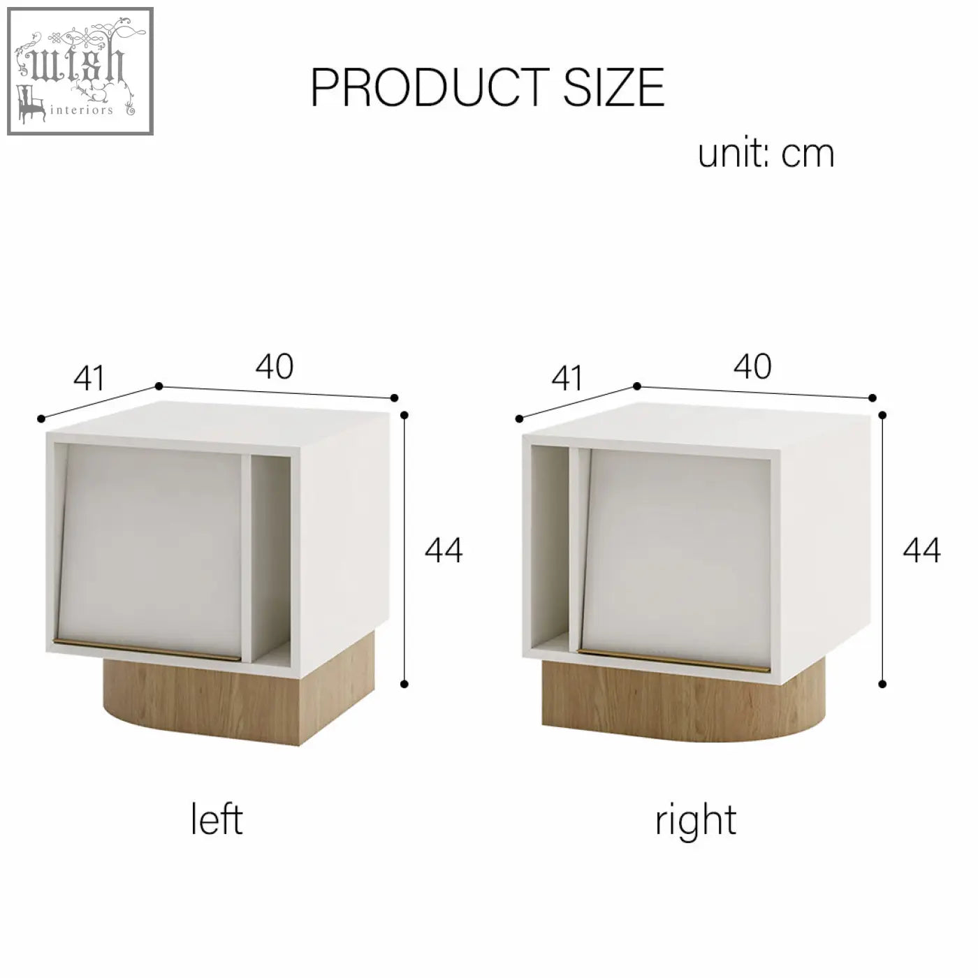 Modern white chatterjee bedside table with a light wood base and sliding door for book storage