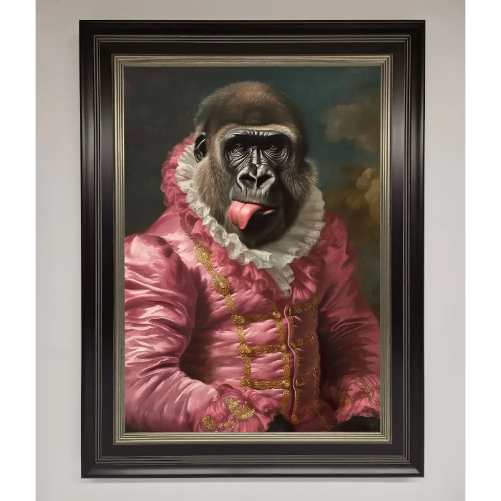 Cheeky Gorilla Framed Poster - A3 (29.7 x 42 cm) / Black Silver - Framed Print