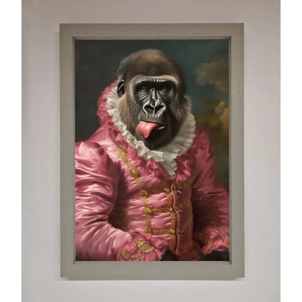 Cheeky Gorilla Framed Poster - A3 (29.7 x 42 cm) / Grey - Framed Print