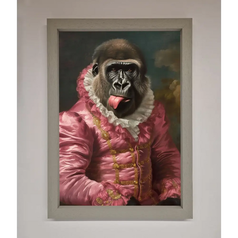 Cheeky Gorilla Framed Poster - A3 (29.7 x 42 cm) / Grey - Framed Print