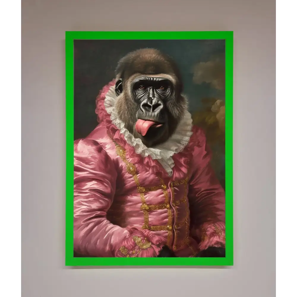 Cheeky Gorilla Framed Poster - A3 (29.7 x 42 cm) / Neon Dark Green - Framed Print