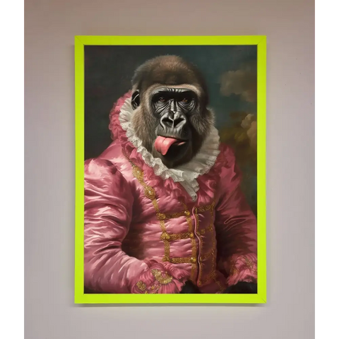Cheeky Gorilla Framed Poster - A3 (29.7 x 42 cm) / Neon Green - Framed Print