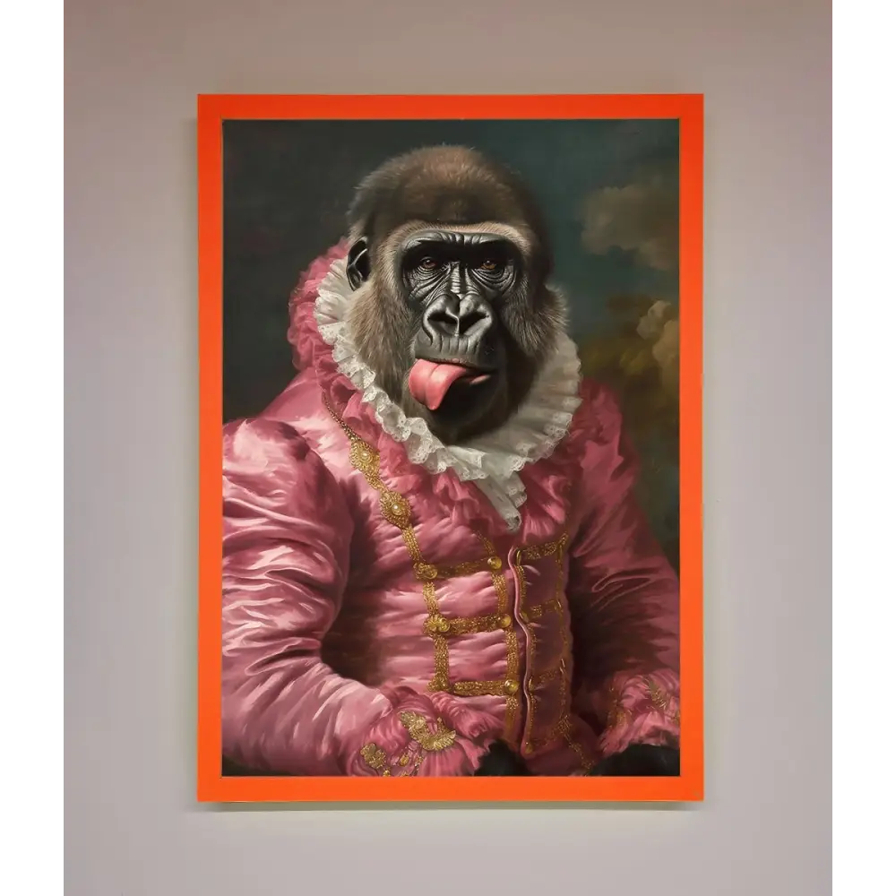 Cheeky Gorilla Framed Poster - A3 (29.7 x 42 cm) / Neon Orange - Framed Print