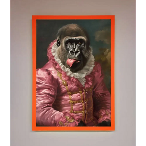 Cheeky Gorilla Framed Poster - A3 (29.7 x 42 cm) / Neon Orange - Framed Print