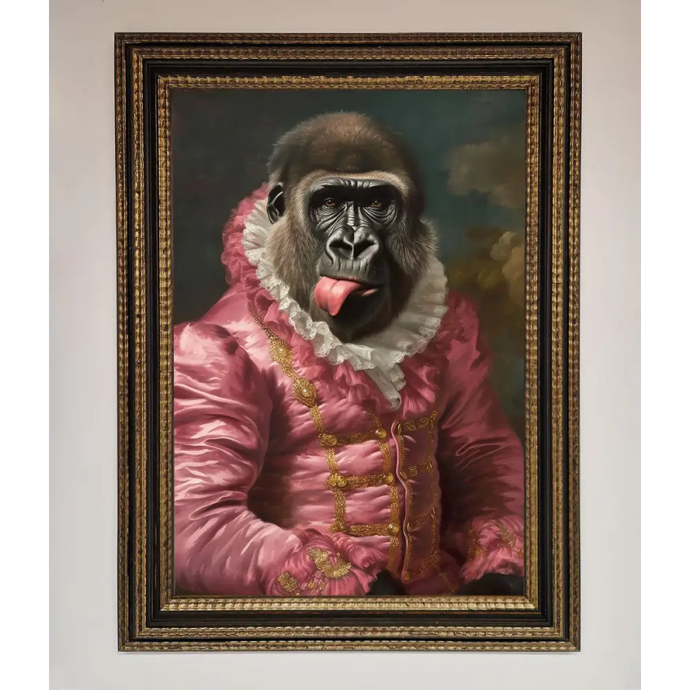 Cheeky Gorilla Framed Poster - A3 (29.7 x 42 cm) / Ornate Gold Black - Framed Print