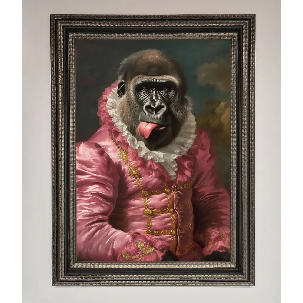 Cheeky Gorilla Framed Poster - A3 (29.7 x 42 cm) / Ornate Silver Black - Framed Print