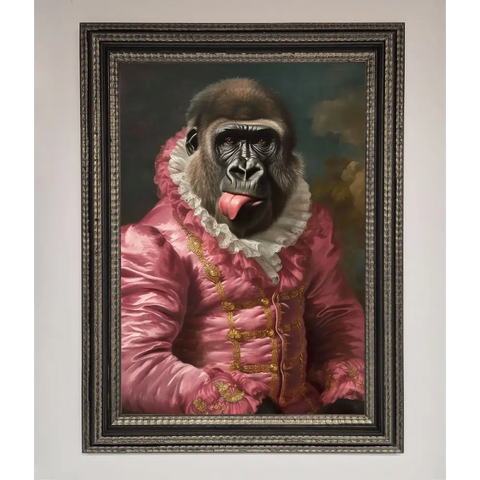 Cheeky Gorilla Framed Poster - A3 (29.7 x 42 cm) / Ornate Silver Black - Framed Print