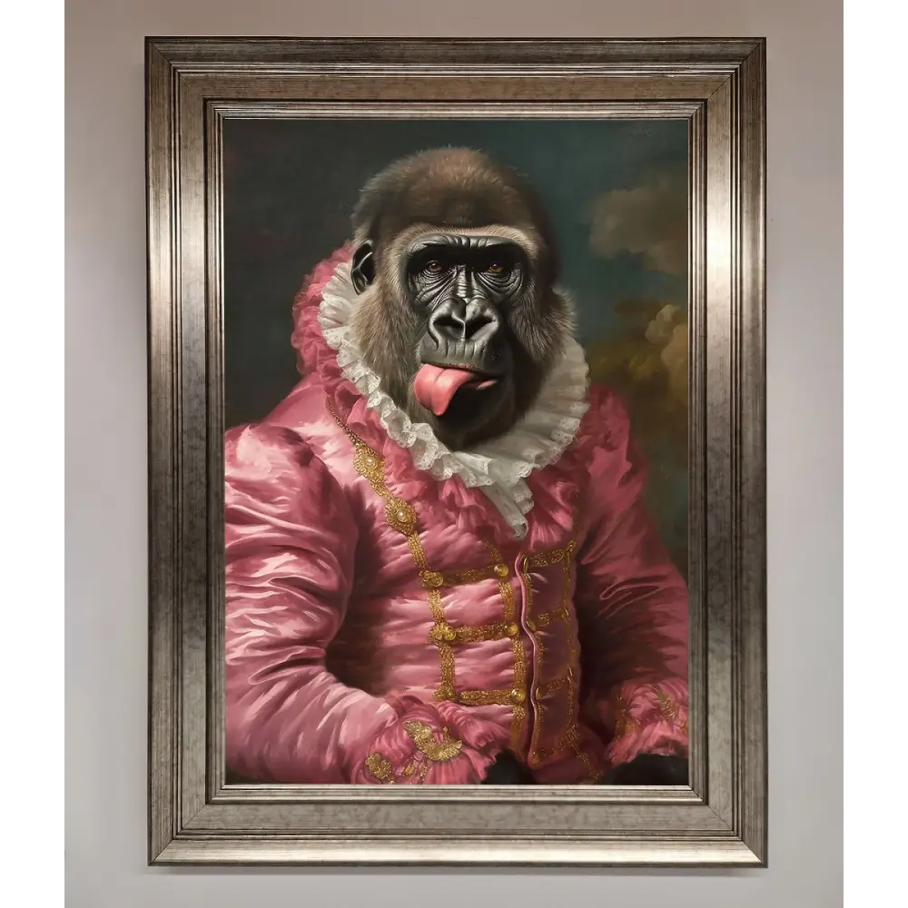 Cheeky Gorilla Framed Poster - A3 (29.7 x 42 cm) / Silver - Framed Print