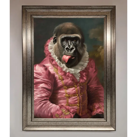 Cheeky Gorilla Framed Poster - A3 (29.7 x 42 cm) / Silver - Framed Print