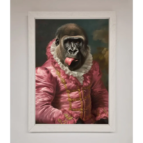 Cheeky Gorilla Framed Poster - A3 (29.7 x 42 cm) / White - Framed Print