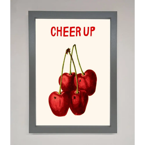 Cheer Up Cherries Framed Wall Art - A3 (29.7 x 42 cm) / Dark Grey - Framed Print