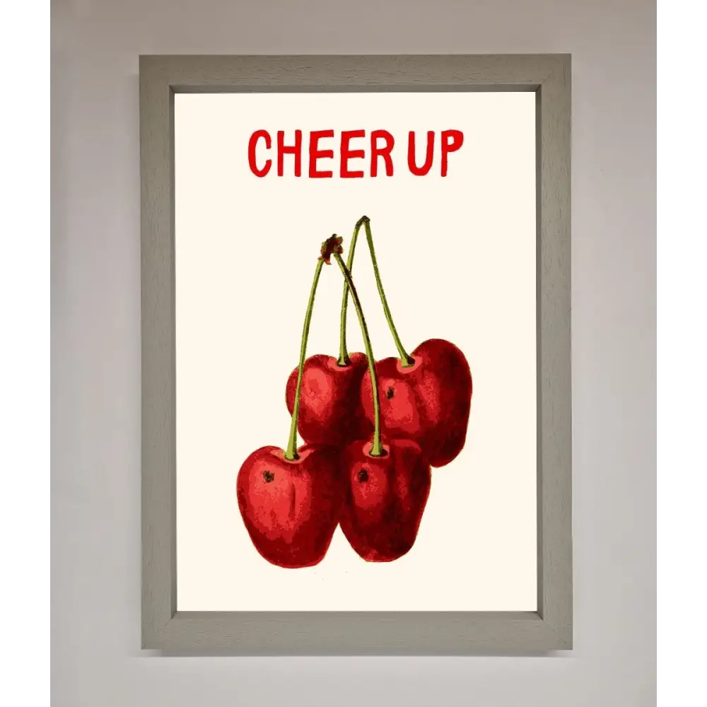 Cheer Up Cherries Framed Wall Art - A3 (29.7 x 42 cm) / Grey - Framed Print