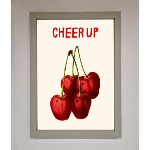 Cheer Up Cherries Framed Wall Art - A3 (29.7 x 42 cm) / Grey - Framed Print