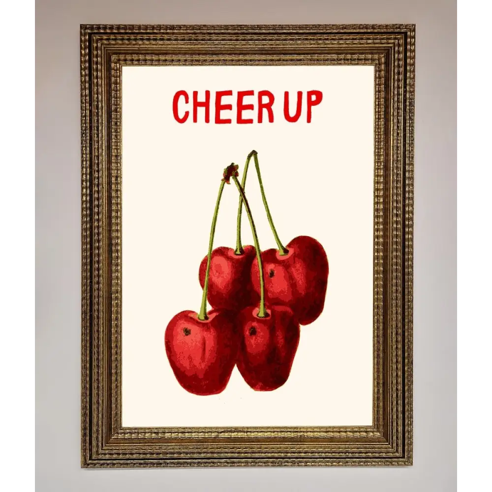 Cheer Up Cherries Framed Wall Art - A3 (29.7 x 42 cm) / Ornate Gold - Framed Print
