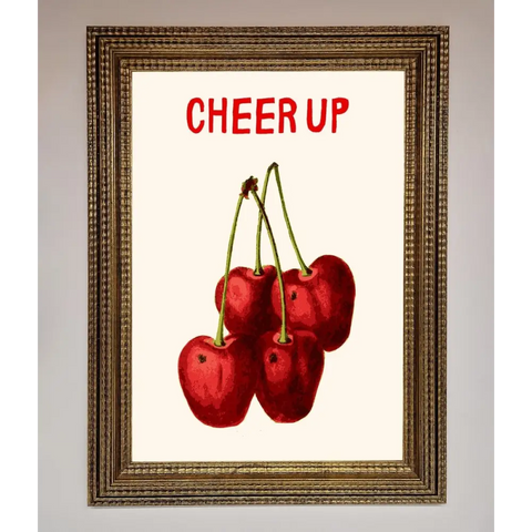 Cheer Up Cherries Framed Wall Art - A3 (29.7 x 42 cm) / Ornate Gold - Framed Print