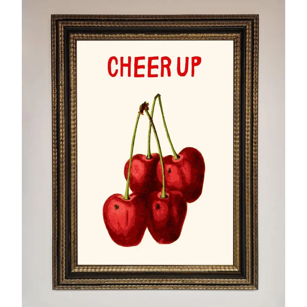 Cheer Up Cherries Framed Wall Art - A3 (29.7 x 42 cm) / Ornate Gold Black - Framed Print