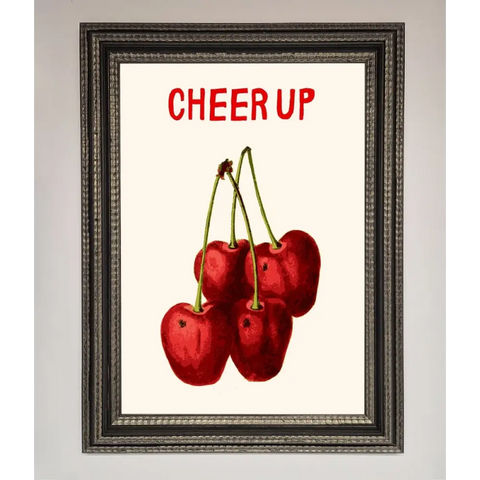 Cheer Up Cherries Framed Wall Art - A3 (29.7 x 42 cm) / Ornate Silver Black - Framed Print