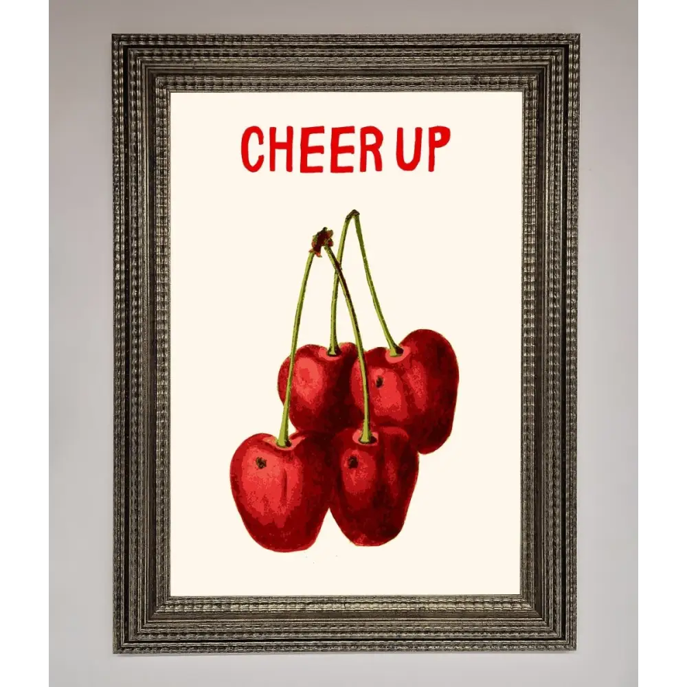 Cheer Up Cherries Framed Wall Art - A3 (29.7 x 42 cm) / Ornate Silver - Framed Print