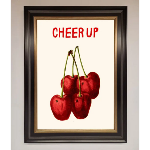 Cheer Up Cherries Framed Wall Art - B0 (100 x 141 cm) / Black Gold - Framed Print