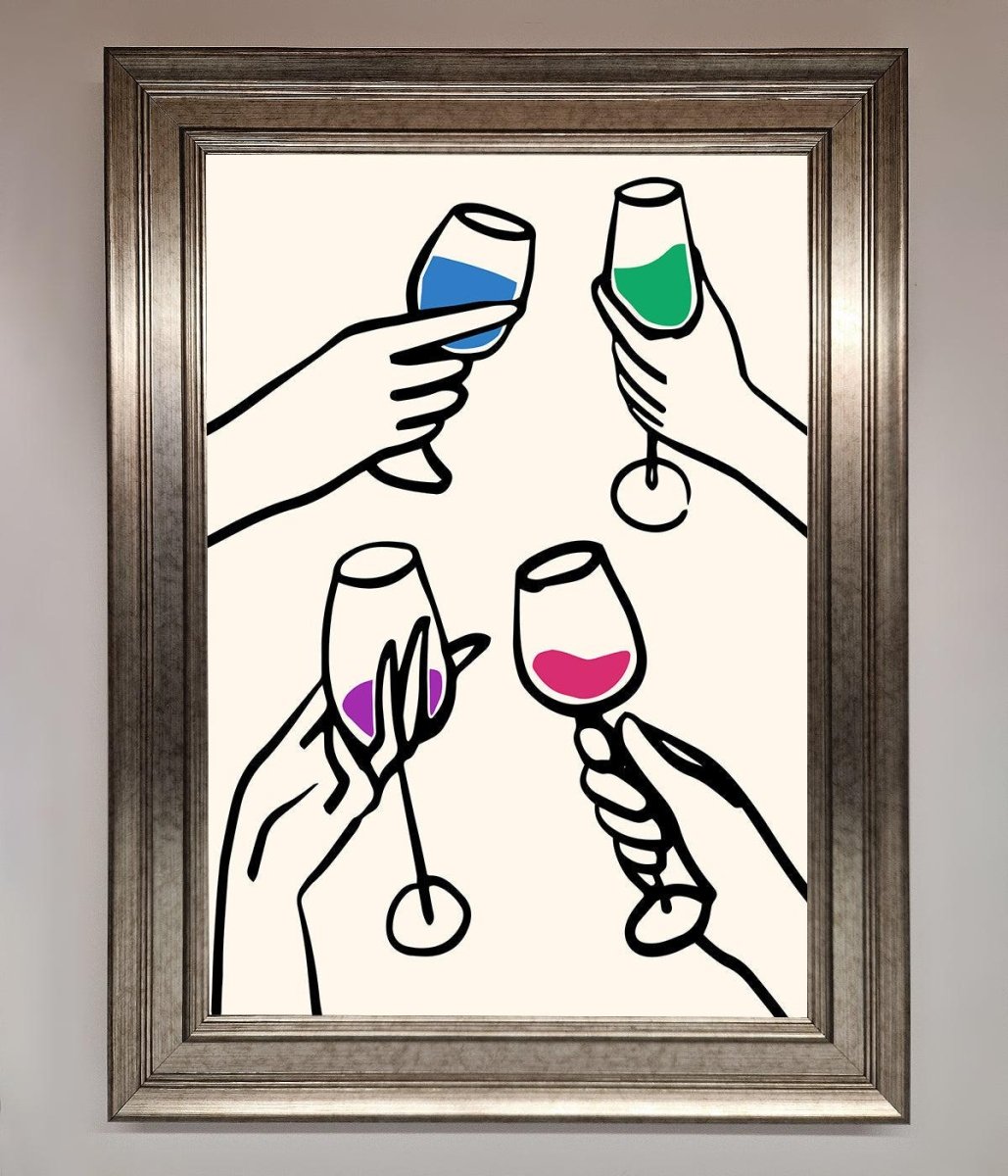 Cheers Wine Glasses Framed Wall Art