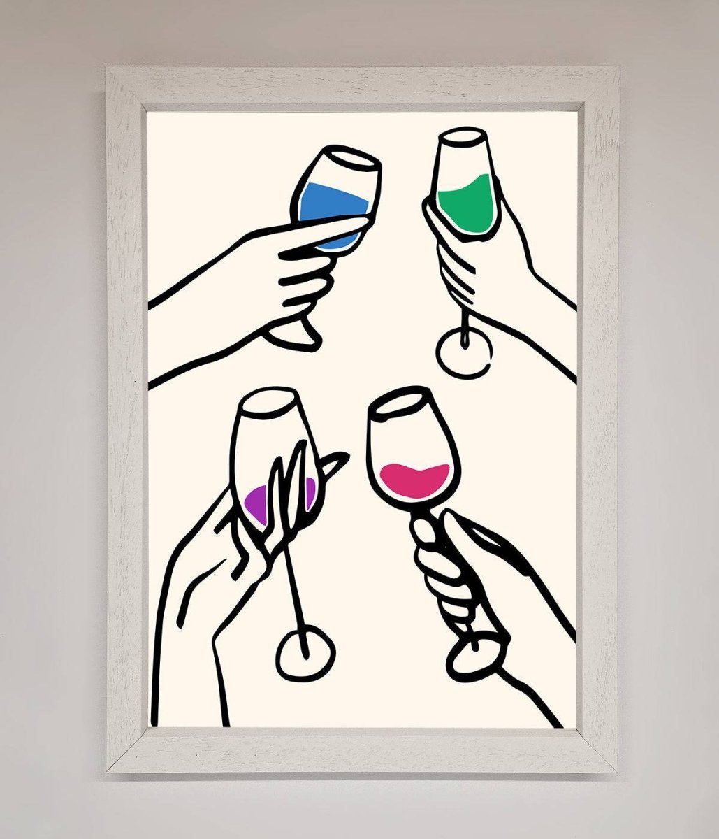 Cheers Wine Glasses Framed Wall Art