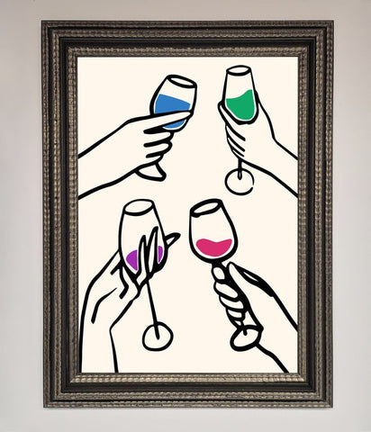 Cheers Wine Glasses Framed Wall Art