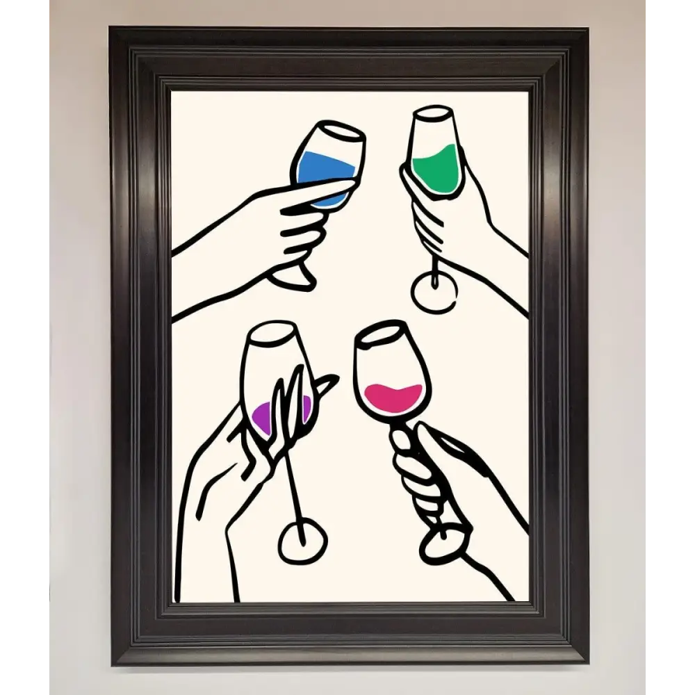 Cheers Wine Glasses Framed Wall Art - A1 (59.4 x 84.1 cm) / Matt Black - Framed Print