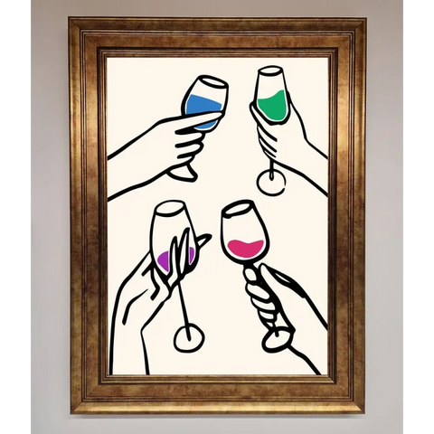 Cheers Wine Glasses Framed Wall Art - B0 (100 x 141 cm) / Bronze - Framed Print