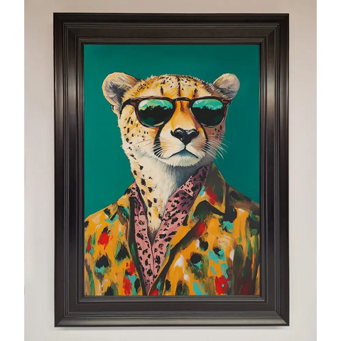 Cheetah With Sunglasses Framed Print - A3 (29.7 x 42 cm) / Matt Black - Framed Print