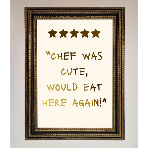 Chef Was Cute Foil Print - A3 (29.7 x 42 cm) / Ornate Gold Black - Framed Print