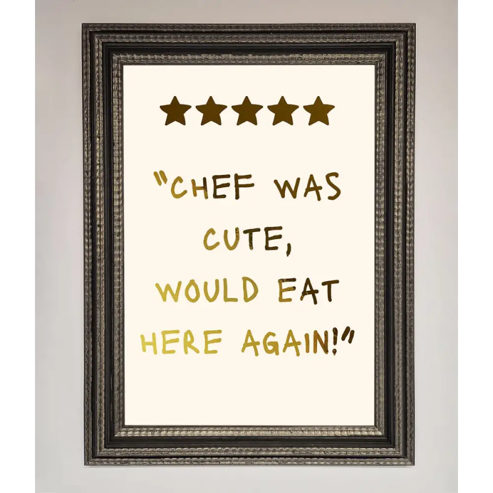 Chef Was Cute Foil Print - A3 (29.7 x 42 cm) / Ornate Silver Black - Framed Print