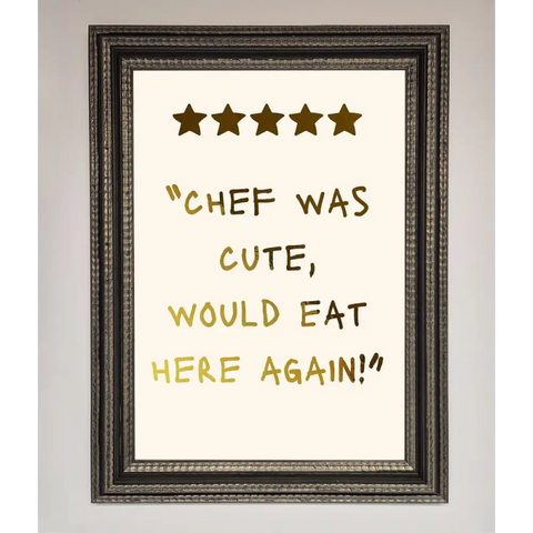 Chef Was Cute Foil Print - A3 (29.7 x 42 cm) / Ornate Silver Black - Framed Print