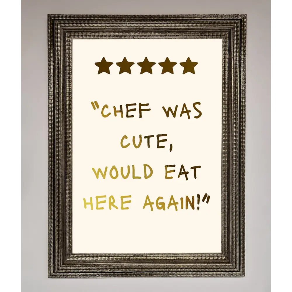 Chef Was Cute Foil Print - A3 (29.7 x 42 cm) / Ornate Silver - Framed Print