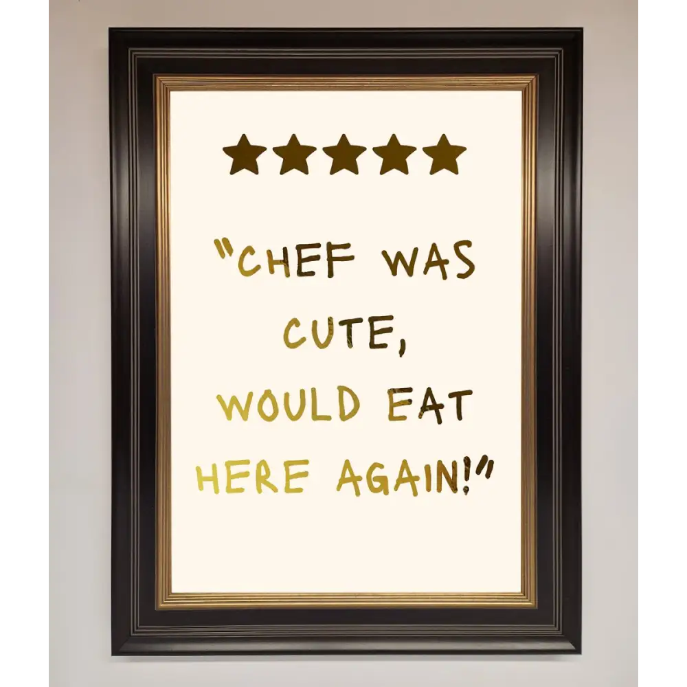 Chef Was Cute Foil Print - B0 (100 x 141 cm) / Black Gold - Framed Print