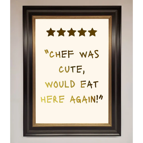 Chef Was Cute Foil Print - B0 (100 x 141 cm) / Black Gold - Framed Print