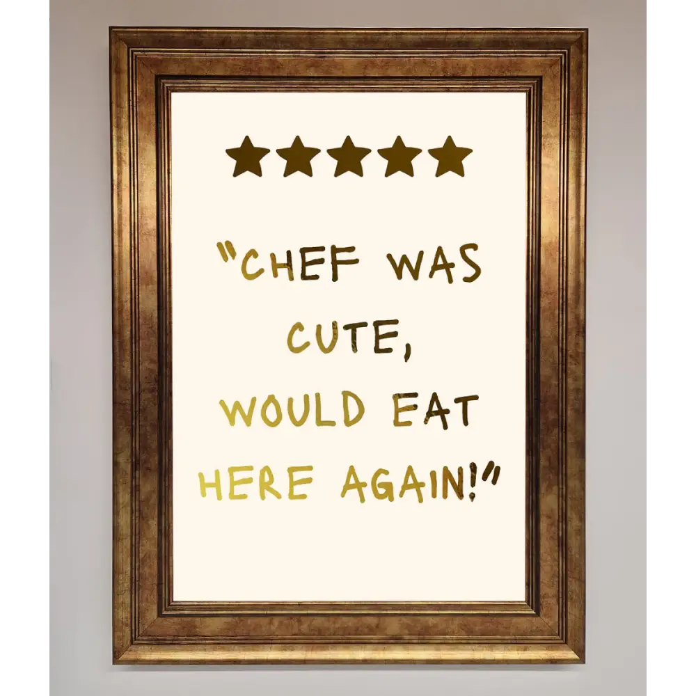 Chef Was Cute Foil Print - B0 (100 x 141 cm) / Bronze - Framed Print