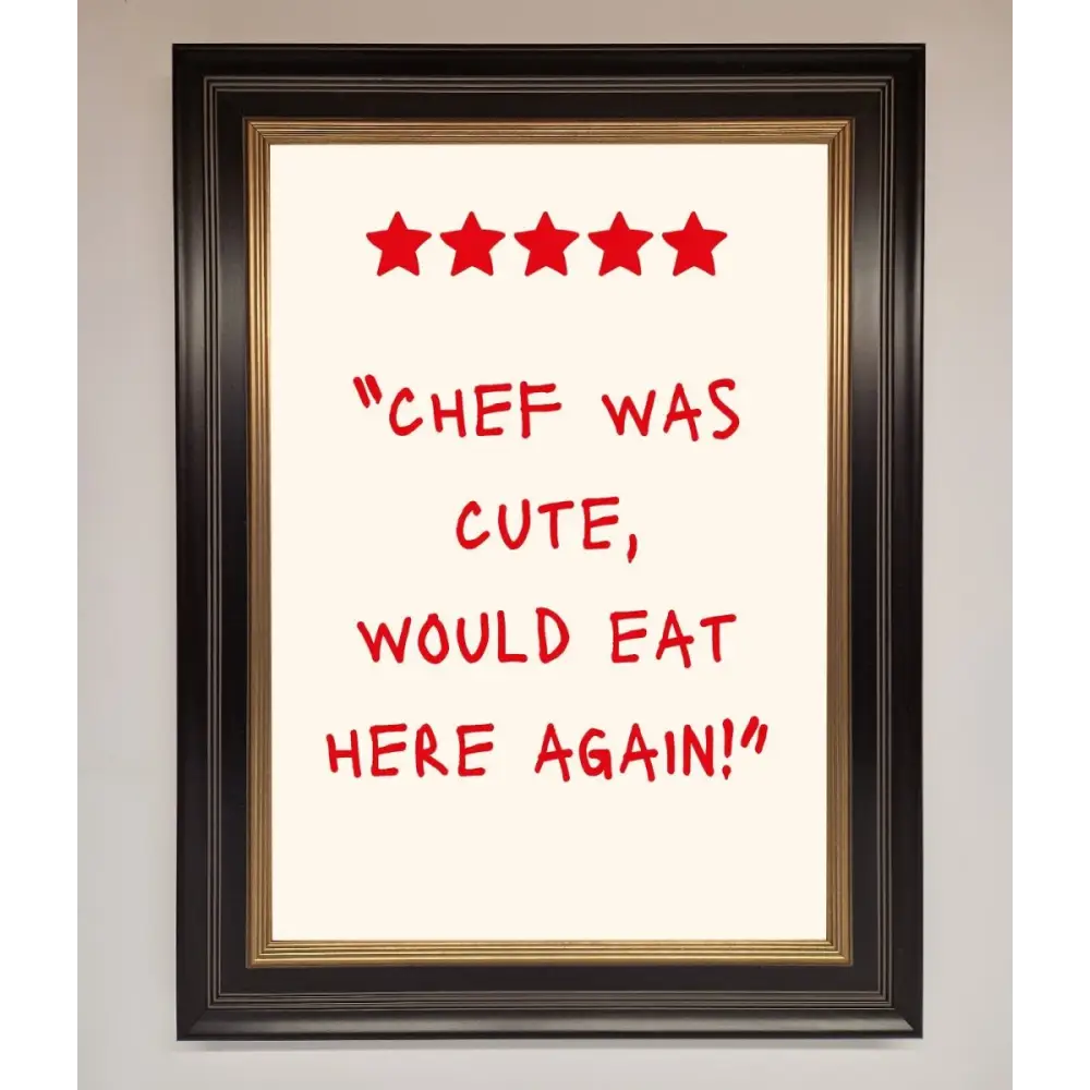 Chef Was Cute Framed Wall Art - B0 (100 x 141 cm) / Black Gold - Framed Print