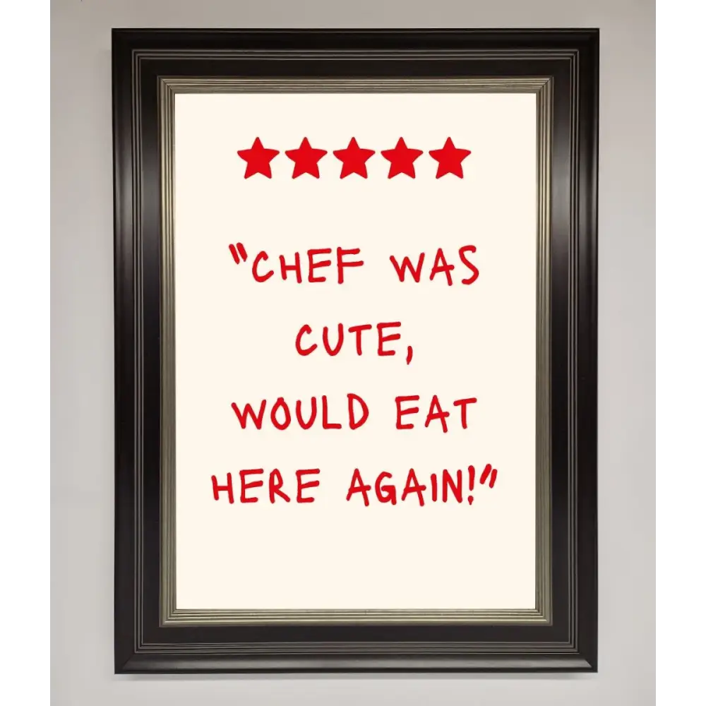 Chef Was Cute Framed Wall Art - B0 (100 x 141 cm) / Black Silver - Framed Print