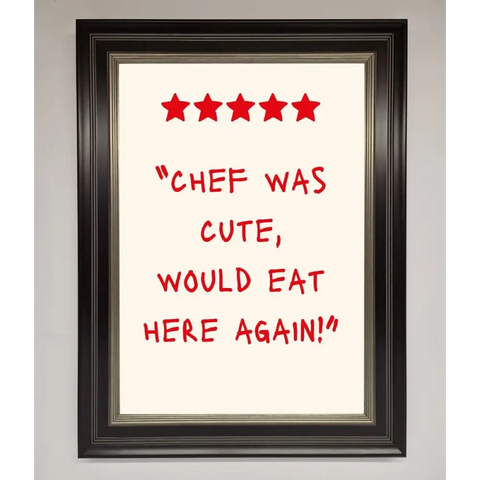 Chef Was Cute Framed Wall Art - B0 (100 x 141 cm) / Black Silver - Framed Print