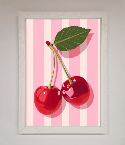Cherries On Stripes Framed Print