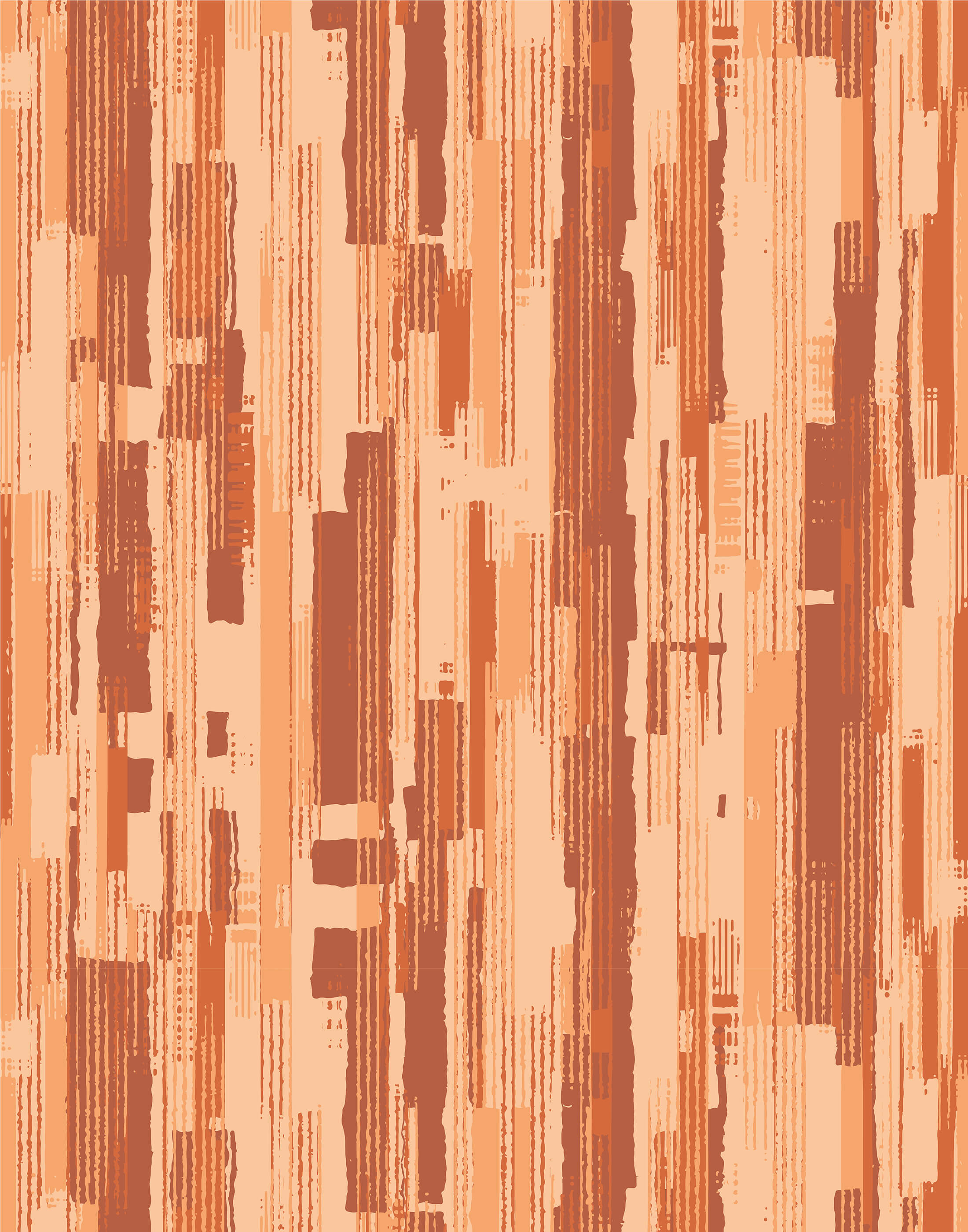 Chester abstract wallpaper with vertical warm terracotta and peach stripes in a textured brushstroke finish