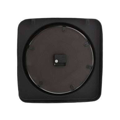 Cheston white antique finish wall clock with black square face circular glass cover and central black mechanism