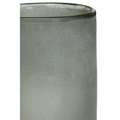 Chiara medium grey sand effect vase with frosted glass and smooth textured surface for natural hevea wood decor