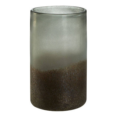 Chiara medium grey sand effect vase with gradient grey to dark brown glittery texture perfect for wood revolving bar decor