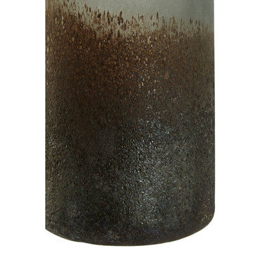 Chiara medium grey sand effect vase with dark brown to black speckled texture pairs well with natural hevea wood decor