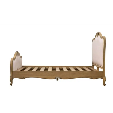 Chic French Carved King Size Bed Weathered - Weathered - Bed frame