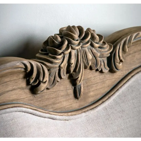 Chic French Carved King Size Bed Weathered - Weathered - Bed frame